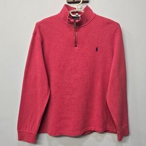 Polo Ralph Lauren Quarter Zip Sweater XL Red‎ Old Money Preppy Heritage Holidays